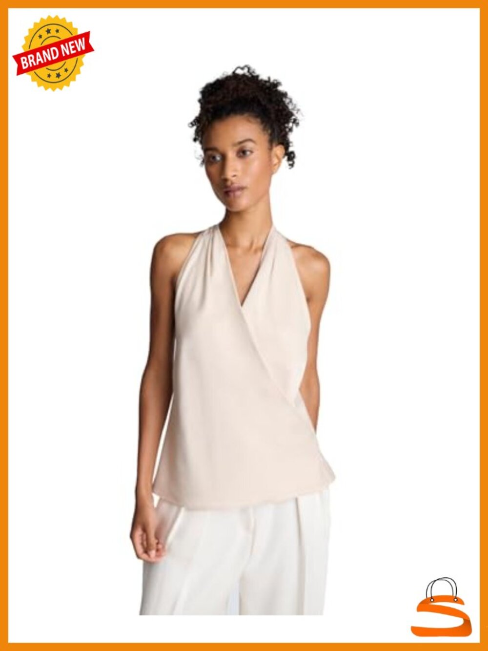 Satin Crossover Halter Top Sleeveless Tank Business Casual